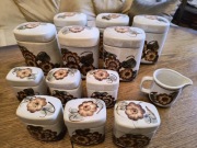Pojemniki ceramiczne na przyprawy prl ręcznie malowane