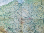 ścienna mapa Polski z 1972 rok