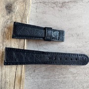 Pasek do zegarka 22/16mm czarny gruba miękka skóra vintage bez klamry