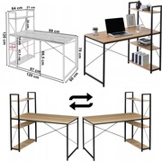 Biurko komputerowe biurowe z regałem półkami mocne stabilne dwustronne