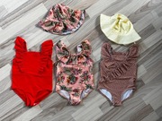3 stroje kąpielowe dla dziewczynki H&M kapelusze 