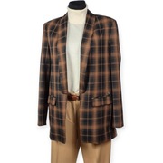 Marynarka Trussardi Jeans w kratę 42 L/XL brązowo-czarna elegancka casual