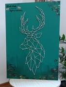 Jeleń  60x40 OBRAZ  String Art- rękodzieło
