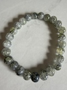 Bransoletka szklana 8 mm – szaro-zielona, efekt marmurku