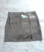 NOWA Srebrna spódnica MINI Sinsay M L XL błyszcząca IMPREZA