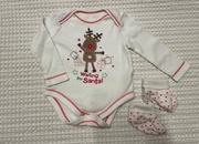 F&f zestaw białe body świąteczne renifer skarpetki komplet 3-6 m 62 święta 