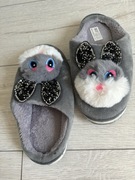 Reneè kapcie domowe ciapy po domu królik Zając szary różowy diamenciki