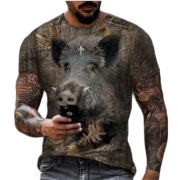 Koszulka męska t-shirt z nadrukiem, 3D DZIK dla myśliwego XL