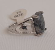 Pierścionek stal nierdzewna z kamieniem labradoryt boho bestseller