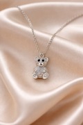 Naszyjnik z zawieszką – srebrny miś z kryształkami