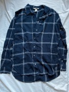 Bawełniana luźna koszula w kratę H&M granatowa XS