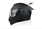 CZARNY KASK MOTOCYKLOWY NAXA / INTERKOM / r. M / Blenda