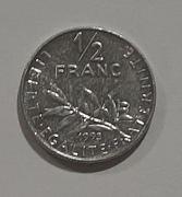 Moneta Francja. 1/2 pół franka. 1992 r.