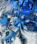 Niebieskie ozdoby świąteczne z żywicy | Handmade | W pudełku prezentowym