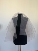 Biały welon ślubny, weselny; podwójny; 80 cm