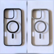 Etui/case przezroczyste szare i czarne z MagSafe na iPhone'a 16 pro max