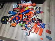 Pistolety NERF 21Szt + strzałki+magazynki+osprzęt+maski+paski na naboje 