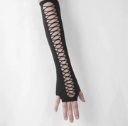 Rękawiczki koronkowe dla Europy siateczkowe rękawiczki bez palców zabawny t