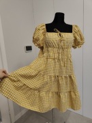 Żółta luźna sukienka na lato z bawełny 2XL i 3XL