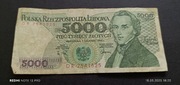 Stary banknot Polska 5000 zł 1988 rok PRL 