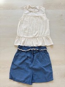 zestaw niebieskie szorty Tape a'loeil +ecru bluzka Zara 13-14 164