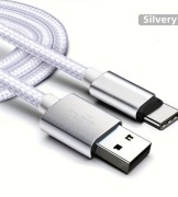 Kabel USB Typ C "Silvery" Fast Charge USB-C Nylonowy Mocny 1m