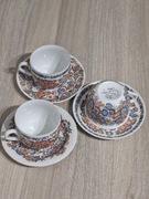 Unikat CEPELIA OPOLE – Ręcznie malowany komplet 3 filiżanek – PRL / Etno