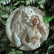 Obraz Dekor Metalowy 20x20cm Solidny Biały Lew Królewna Salon Dom Prezent