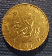 Moneta Watykan 200 lirów Papież Jan Paweł II