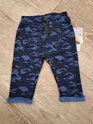 Spodnie dresiwe, ocieplane chłopięce, granatowe moro - rozm 68