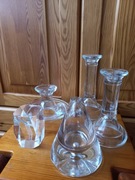 5 szklanych ozdób: z hologramem konia oraz wazonik i świeczniki