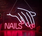 NEON PAZNOKCIE NAILS SZYLD STUDIO PAZNOKCI LED SALON KOSMETYCZNY HYBRYDA 