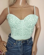 Gorset z kryształkami na ramiączkach Crop top damski