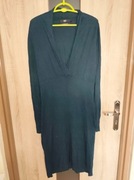 89 Granatowa długa sukienka elastyczna długi rękaw rozmiar L