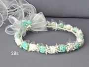 Skromny biało miętowy wianek, wianuszek komunijny 