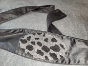 Materiałowy pasek z PRL do sukienki czerń i srebro