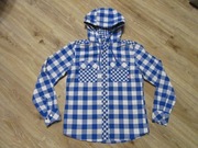 ENGELBERT STRAUSS męska koszula z kapturem biało-niebieska kratka_ S