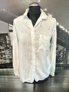 Biała elegancka koszula wiskoza House basic S serduszka napisy serce