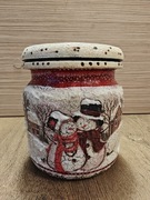 Ręcznie zdobiony słój świąteczny - dekoracja zimowa