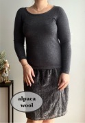 Sukienka vintage wełniana alpaka swetrowa szara grafitowa White Stuff 36 S