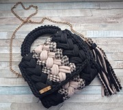 Unikatowa torebka z bawełnianej przędzy t-shirt handmade jedyny taki kolor 