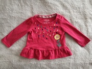 Różowa haftowana bluzka z baskinką F&F 62 - 68 kwiatek 3d