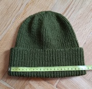 Czapka wełniana - ręcznie robiona - zielona ciepła