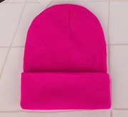 Czapka zimowa jesienna beanie podwijana różowa 