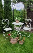 Meble Ogrodowe Białe Dekoracyjne zestaw vintage retro stolik 2 x krzesło