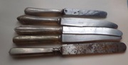 5 starych, przedwojennych noży obiadowych-każdy inny. Zestaw