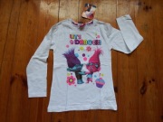 bluzka dziewczęca 128 biała Nowa Trolls