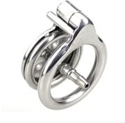 Mały Stalowy płaski pas cnoty Chastity Cage  Dilator oring 50mm