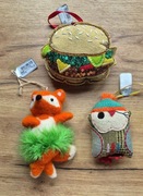 Nowe ozdoby maskotki filc Paperchase lis sowa hamburger przywieszki