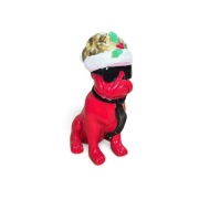 Figura Dekoracja Buldog w Czapce Mikołaja